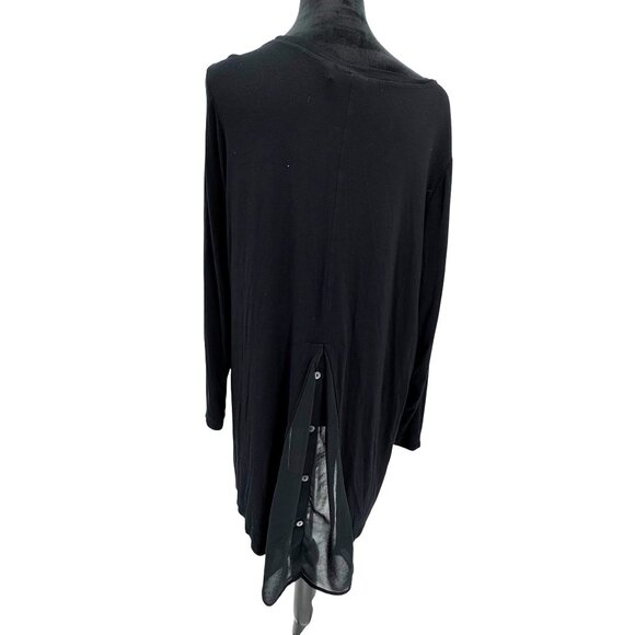 LOGO Lori Goldstein Black Long Sleeve Tunic Top Pockets Womens 1X Stretch Pocket - Picture 6 of 7
